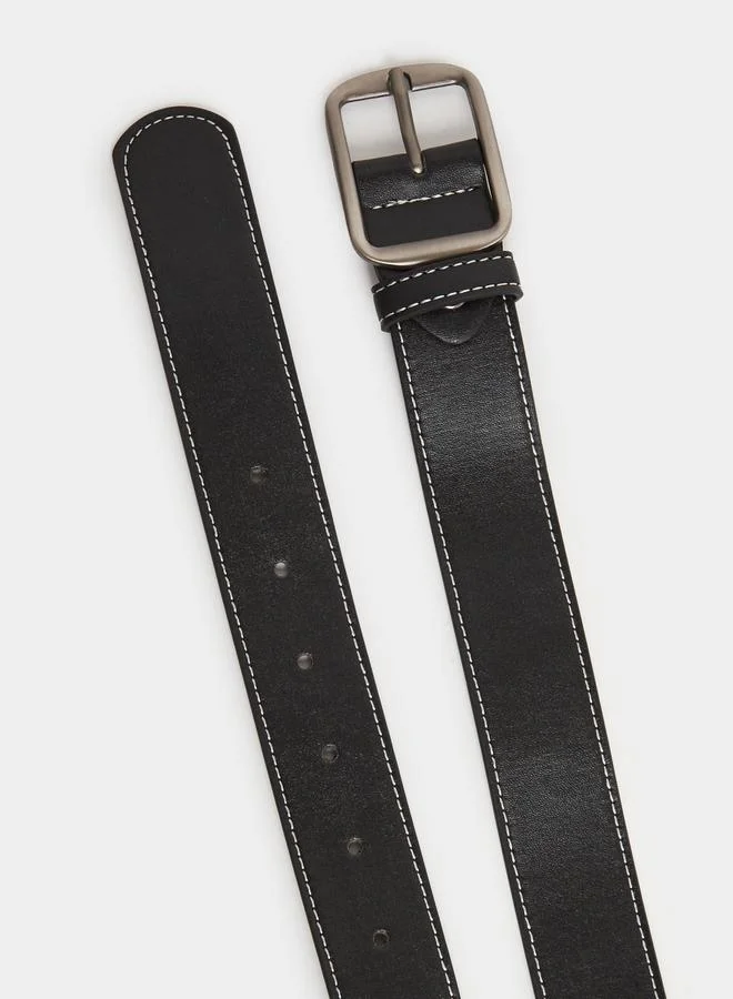 Styli  Men Square Buckle Casual Black Belt for Men | Best Price UAE